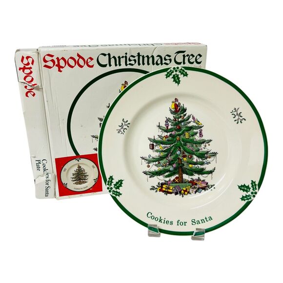 Spode 10” Round Christmas Tree Cookies for Santa Plate, Made in England w Box - Picture 1 of 7